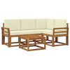 vidaXL Buiten bankenset met kussen 5 pcs Natuurlijk en Cr&egrave;me