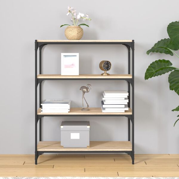 vidaXL Boekenkast 80x33x100 cm bewerkt hout en staal sonoma eiken