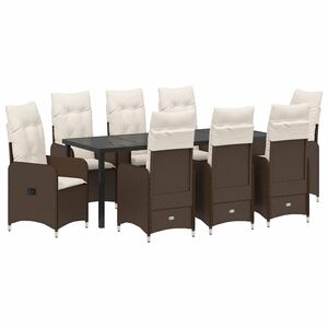 vidaXL Tuin eettafelset 9 pcs Bruin poly rattan