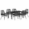 vidaXL Tuin eettafelset met kussen 7 pcs Zwart poly rattan