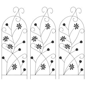 vidaXL Tuinhek 3 st Zwart 112 x 39,5 cm Staal