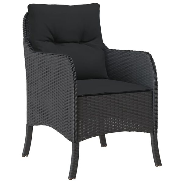 vidaXL Tuinstoelen 2 st met kussens poly rattan zwart