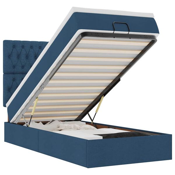 vidaXL Bed met matras 90x200 cm stof blauw