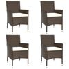 vidaXL Tuinstoelen met kussens 4 st bruin poly rattan (alleen VK/IE/FI/NO)