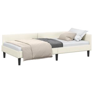vidaXL Hoekbedframe Cr&egrave;me 100 cm x 200 cm VelvetenPlywood