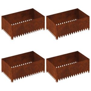 vidaXL Gazonrand 4 pcs 100 x 60 x 35 cm Staal Roestig