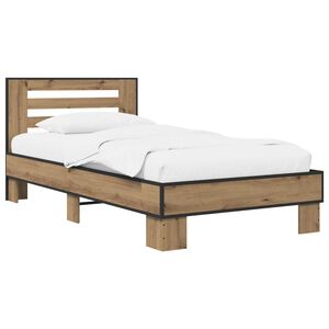 vidaXL Bedframe met Hoofdeinde Artisanaal eiken 80 x 200 cm