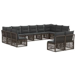vidaXL Tuinbankenset 12 st Grijs poly rattan