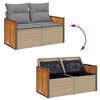 vidaXL 5-delige Loungeset met kussens poly rattan beige