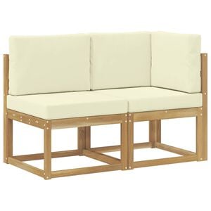 vidaXL Outdoor Midden- en Hoeksalon 2 Stuk Wit Massief Acaciahout