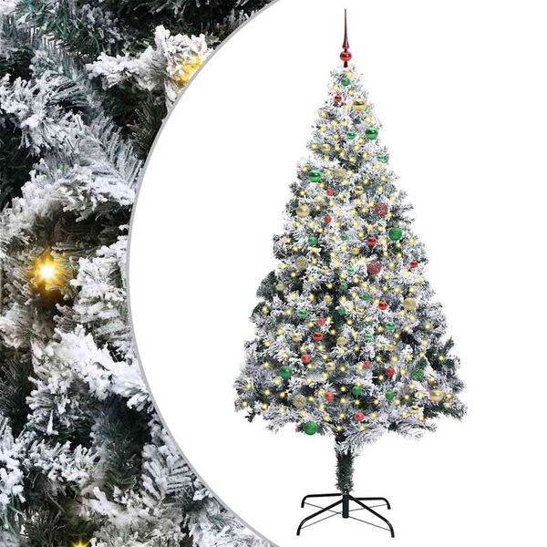 vidaXL Kunstkerstboom met 300 LED Wit 240 cm PVC en Staal en Kunststof