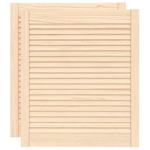 vidaXL Kastdeuren met lamellen 2 st 69x59,4 cm massief grenenhout