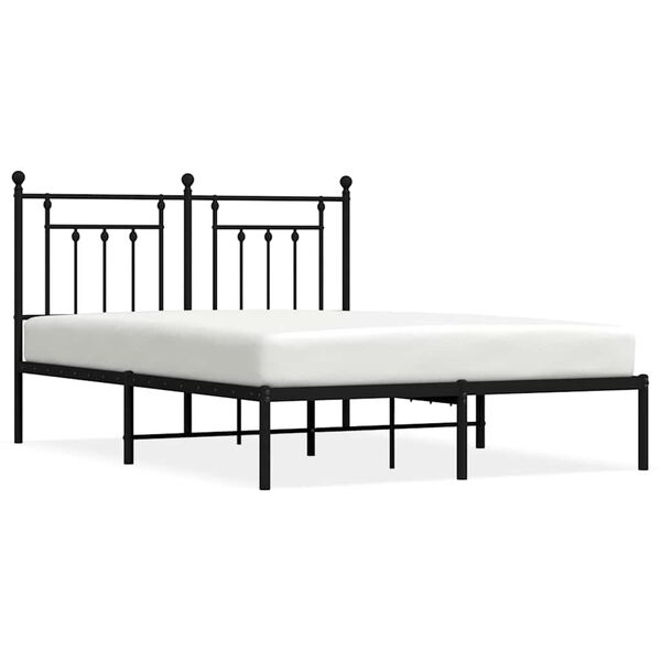 vidaXL Bedframe met hoofdbord metaal zwart 150x200 cm