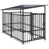 vidaXL Hondenkennel met dak 1,88 m&sup2; staal