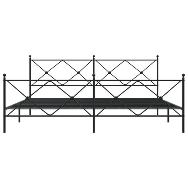 vidaXL Bedframe met hoofd- en voeteneinde metaal zwart 200x200 cm