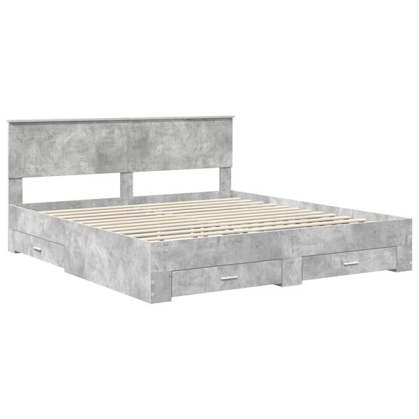vidaXL Bedframe met hoofdeinde Beton Grijs 180 x 200 cm Bewerkt hout