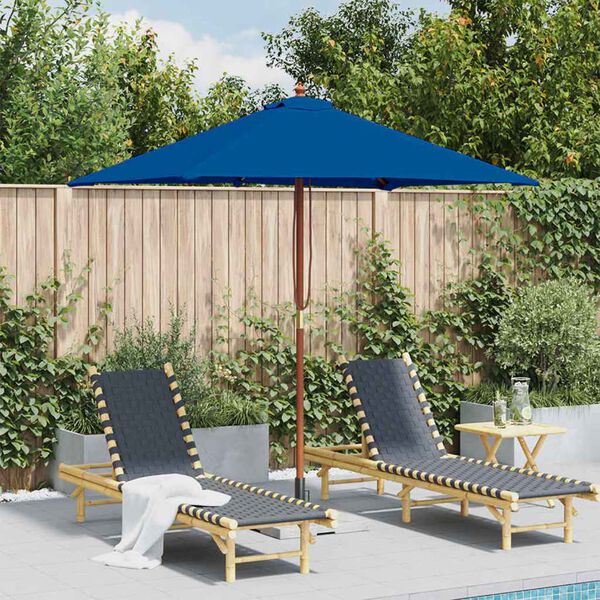 vidaXL Parasol met houten paal 150x200 cm blauw