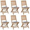 vidaXL Opklapbare stoelen (6 stuks) met kussens, gemaakt van massief acaciahout