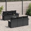 vidaXL Tuinbankenset met kussen met opslag 7 pcs Zwart poly rattan
