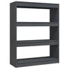 vidaXL Boekenkast/kamerscherm 100x30x103 cm massief grenenhout grijs