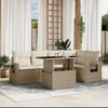 vidaXL 6-delige Loungeset met kussens poly rattan beige