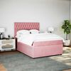 vidaXL Boxspring met matras fluweel roze 140x190 cm