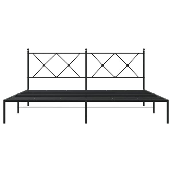 vidaXL Bedframe met hoofdbord metaal zwart 180x200 cm