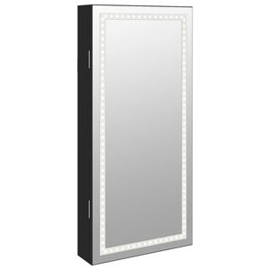 vidaXL Sieradenkast met spiegel en LED wandgemonteerd zwart