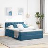 vidaXL Opbergbed met LED met matras Donkerblauw 140 x 190 cm Fluweel