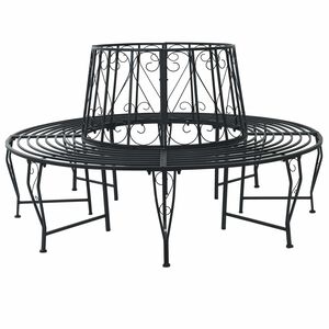 vidaXL Boom bank &Oslash; 160 x 89 cm Staal Zwart Rond