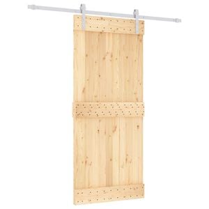 vidaXL Schuifdeur Natuurlijk en Wit 90 x 210 cm Massief Grenenhout