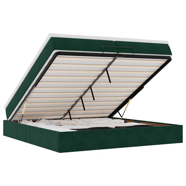 vidaXL Ottoman bed met matrassen 200x200cm fluweel donkergroen