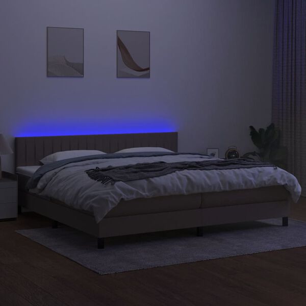 vidaXL Boxspring met matras en LED stof taupe 200x200 cm