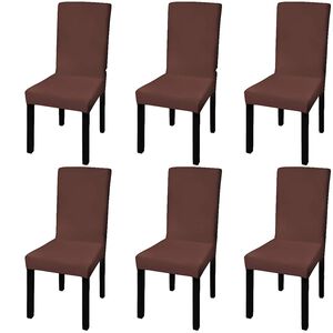 vidaXL Stoelhoezen 6 st stretch recht bruin