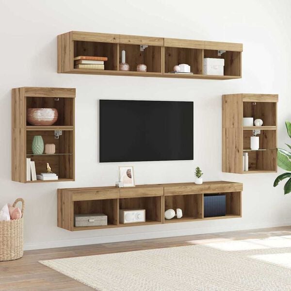 vidaXL Tv-meubelset 8 pcs artisanaal eikenkleurig Bewerkt hout