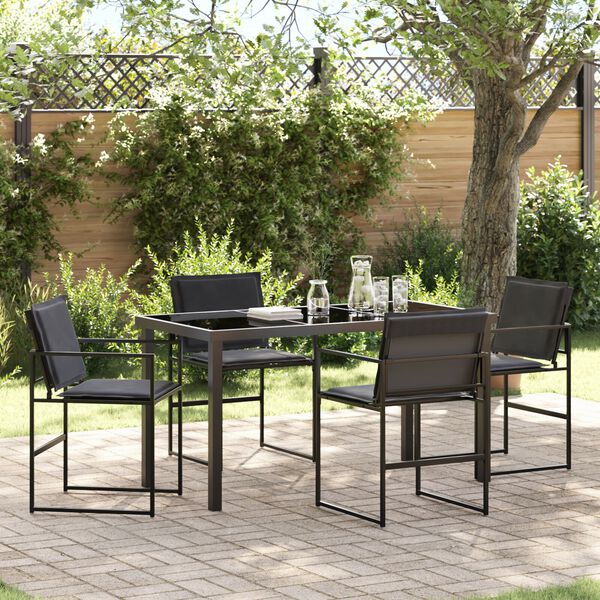 vidaXL Tuin Eetset 5 pcs Zwart Textilene en staal
