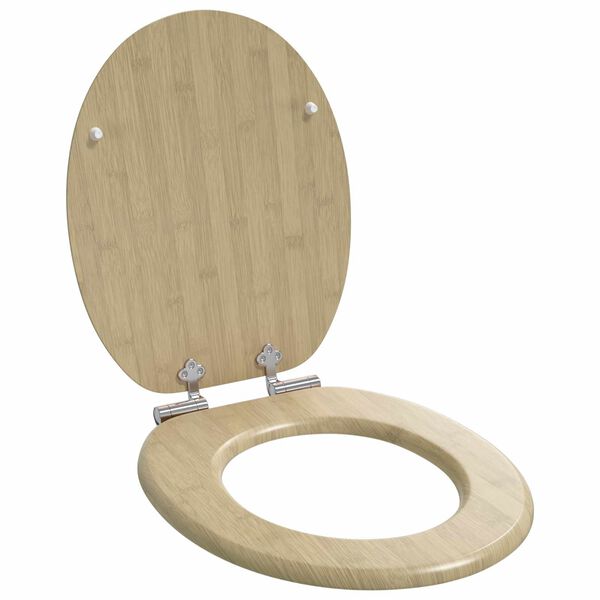 vidaXL Zachte sluit toiletbril Lichte Bamboekleur 44 x 38 cm MDF-plaat