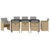 vidaXL Tuin eettafelset 9 pcs Beige poly rattan