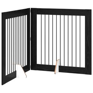 vidaXL Opvouwbaar hondenhek met standaards 2 st Zwart eiken 200,5 cm