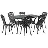 vidaXL Tuin eettafelset 7 st Zwart Aluminium