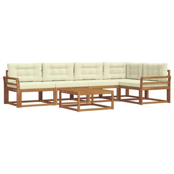 vidaXL Buiten bankenset met kussen 6 pcs Natuurlijk en Cr&egrave;me