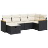 vidaXL 6-delige Loungeset met kussens poly rattan zwart