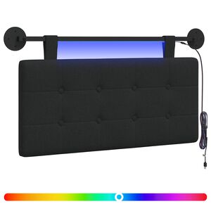 vidaXL Hangend hoofdbord Met LED-verlichting Zwart Stof