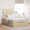 vidaXL Ottoman bed met matras en LED's 120x190cm stof cr&egrave;mekleurig