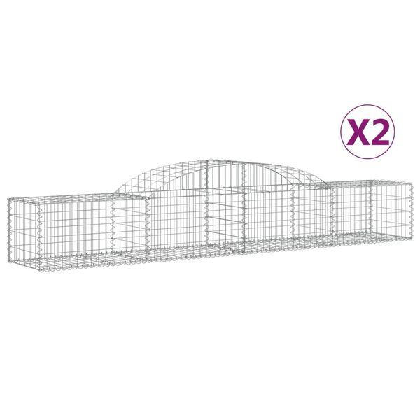 vidaXL Schanskorven 2 st gewelfd 300x50x40/60 cm gegalvaniseerd ijzer