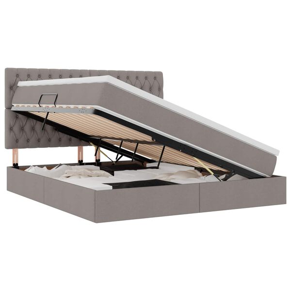 vidaXL Opslag bed met matras met matras Taupe 160 x 200 cm Polyester