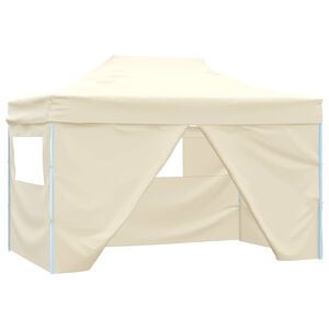 vidaXL Vouwtent pop-up met 4 zijwanden 3x4,5 m cr&egrave;mewit