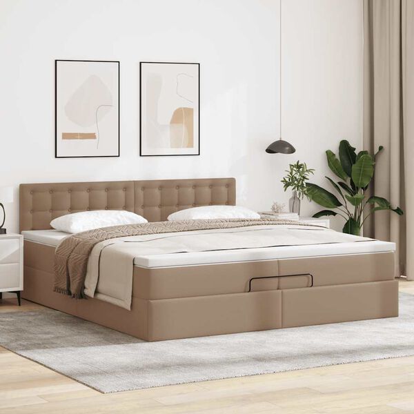 vidaXL Ottoman bed met matrassen en LED's 200x200cm kunstleer