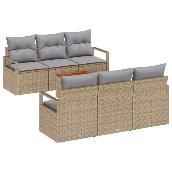 vidaXL Tuinbankenset met opslag 7 pcs Beige en Licht Grijs poly rattan