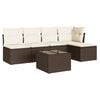 vidaXL 6-delige Loungeset met kussens poly rattan bruin